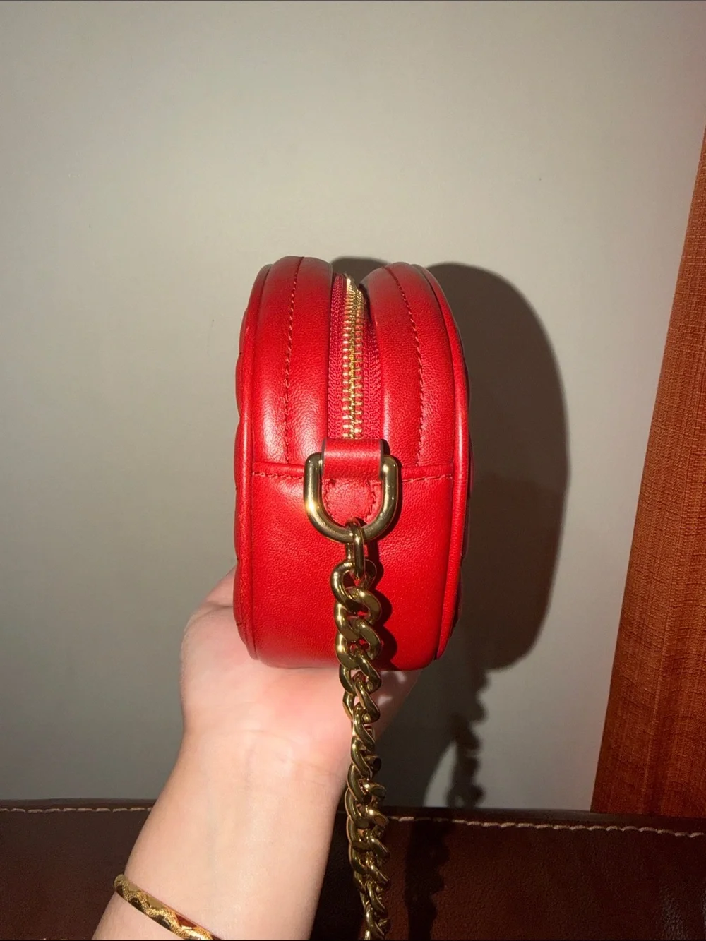 ‼️Tory Burch Kira Chevron Red Leather Camera Crossbody Bag